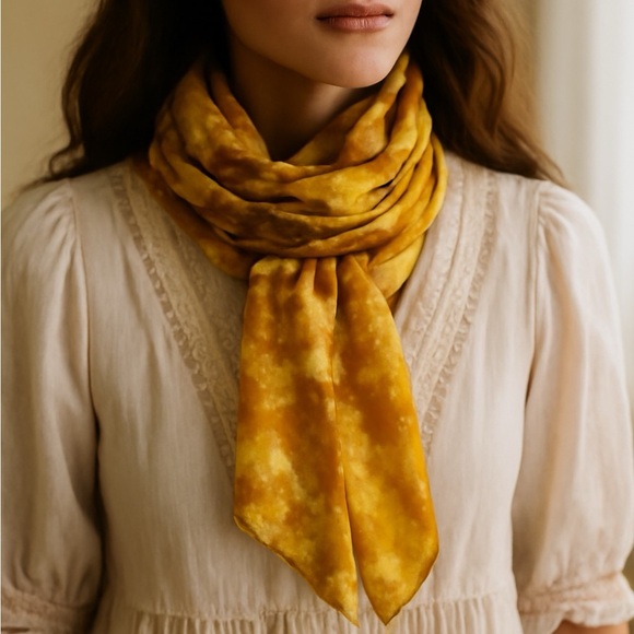 100% Silk Hand-Dyed Shibori-Inspired Long Scarf - Picture 2 of 7